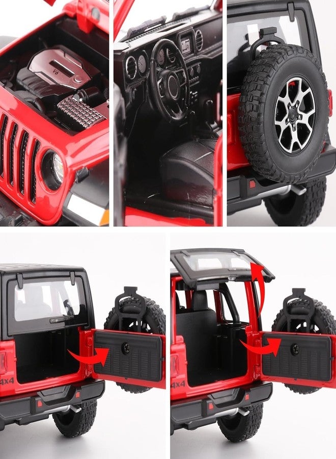 KING FORU Scale Exclusive Alloy Metal Pull Back Die-cast Car Model with Sound Light Mini Auto Toy for Kids Metal Model Toy Car with Sound and Light (1.22 Scale Rubicon CAR-RED) - Image 2